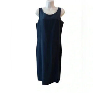 Silk Navy Shift  Dress Luxe Versatility Office Siren chic size 10 Neiman Marcus